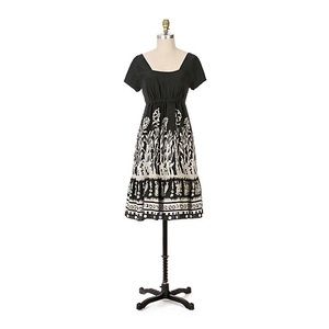 Anna Sui for Anthropologie Black & Ivory Graphic Dress
